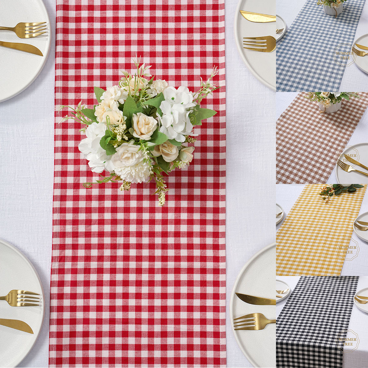 Rustic Plaid Cotton Table Runn - Christmas Table Runner ulasan dan harga