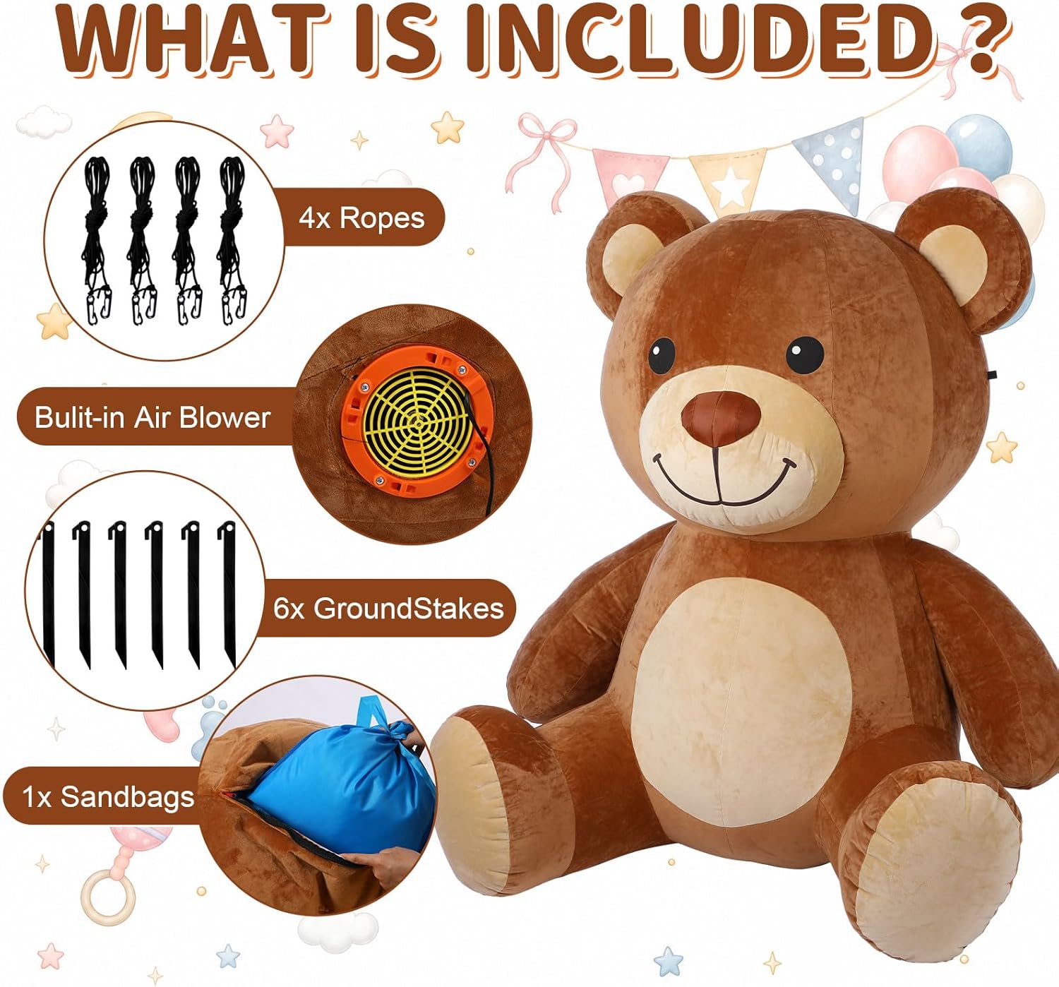 6ft Plush Inflatable Teddy Bea - Christmas Lights Outdoor ulasan dan harga