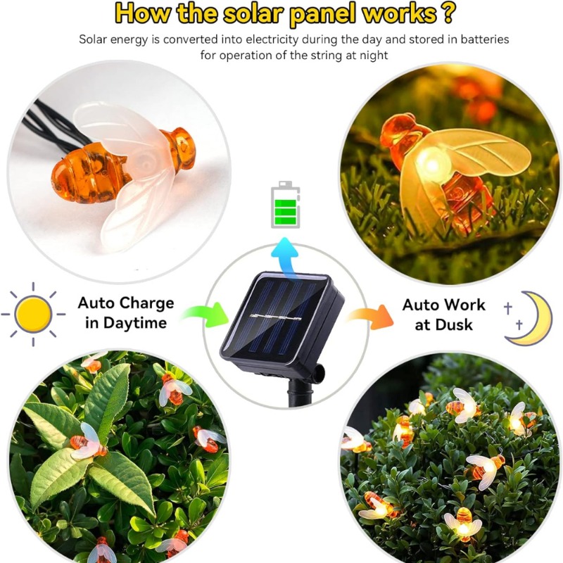Solar Bee String Light 7m 50 L - Christmas Lights Outdoor ulasan dan harga