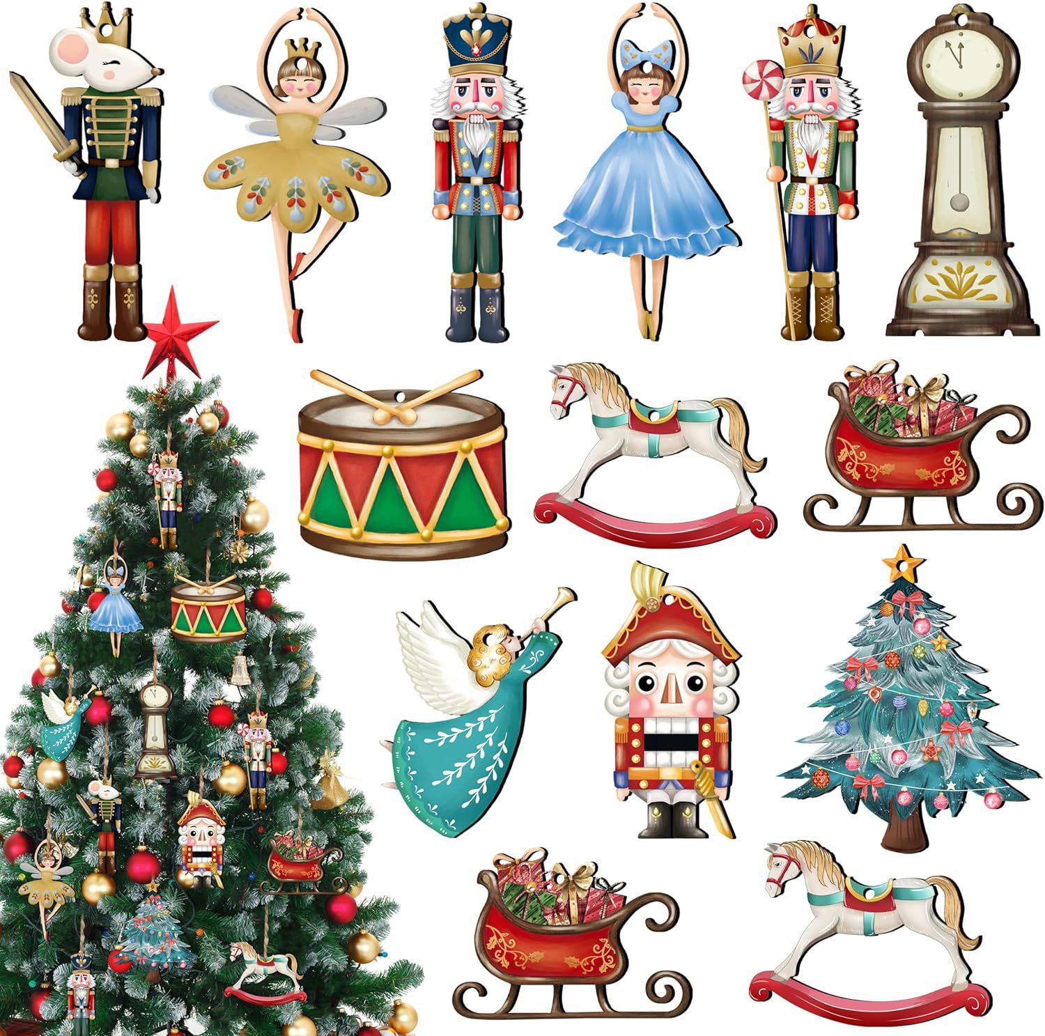 12Pcs/Set Wooden Nutcracker Pu - Nutcracker Figurine ulasan dan harga