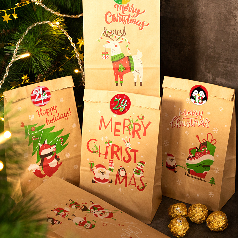Christmas Gift Bags Kraft Pape - Advent Calendar Gift ulasan dan harga